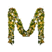 9'x14" Pre-Decorated Garland with Warm White Lights Gold/Silver
