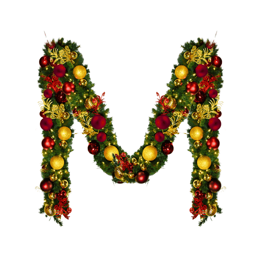 9'x14" Pre-Decorated Garland with Warm White Lights Red/Gold/Burgundy