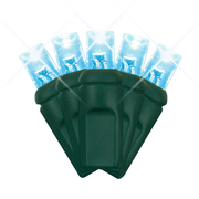 LED Mini Lights 5MM Aqua Twinkle Green Wire - 6" Spacing
