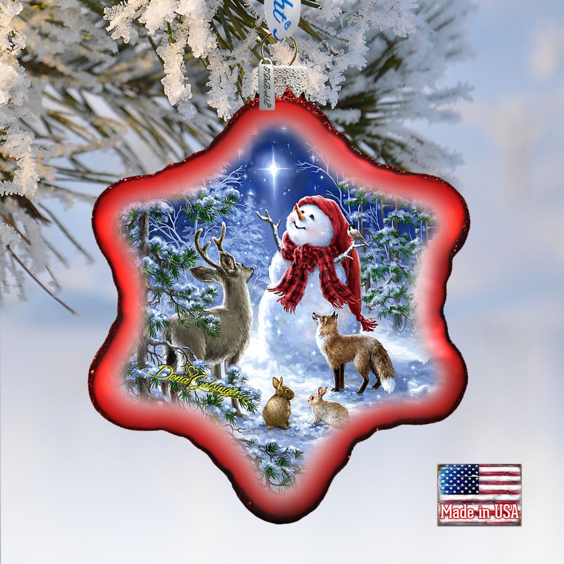 Heaven Snowman Glass Ornament