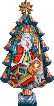 Christmas Night Tree Handcrafted Christmas Figurine - G. DeBrekht - Christmas Santa Snowman Decor - 588051M