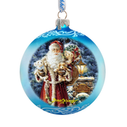 Silent Night Santa Glass Ornament by D. Gelsinger - Christmas Santa Snowman Decor - 71111-1315