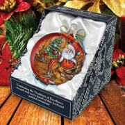 Santa on the Road Glass Ornament Limited Edition by G. DeBrekht - Christmas Santa Snowman Decor - 73915