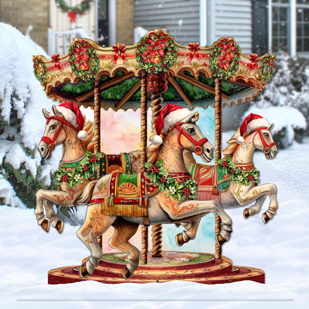 Christmas Carousel Outdoor Decor by G. Debrekht - Christmas Santa Snowman Decor - 8611030F