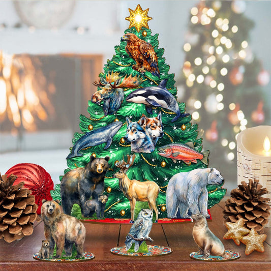 Wildlife of Alaska Advent Calendar Christmas Tree Eco Wood Set
