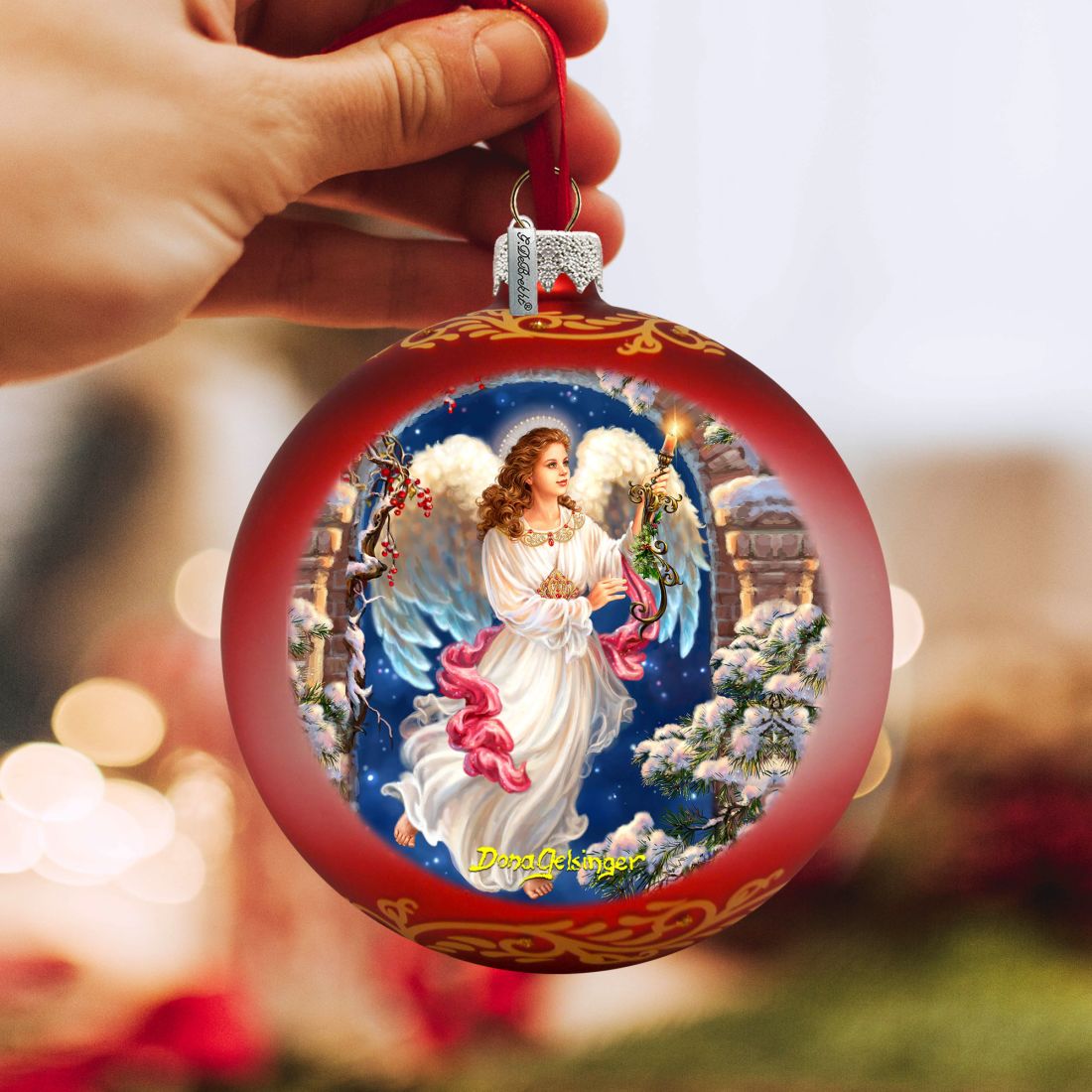 Angel in the Arch Glass Ornament
