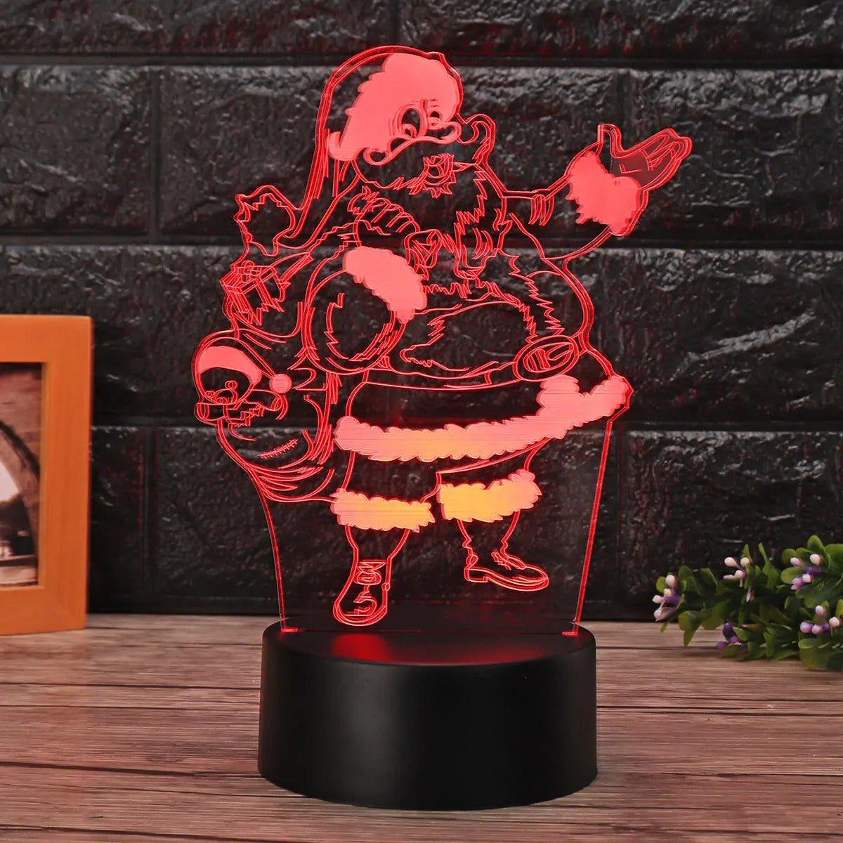 3D Santa Claus LED Color Changing Night Light - Remote Control, Bedside Lamp - Christmas Trees USA