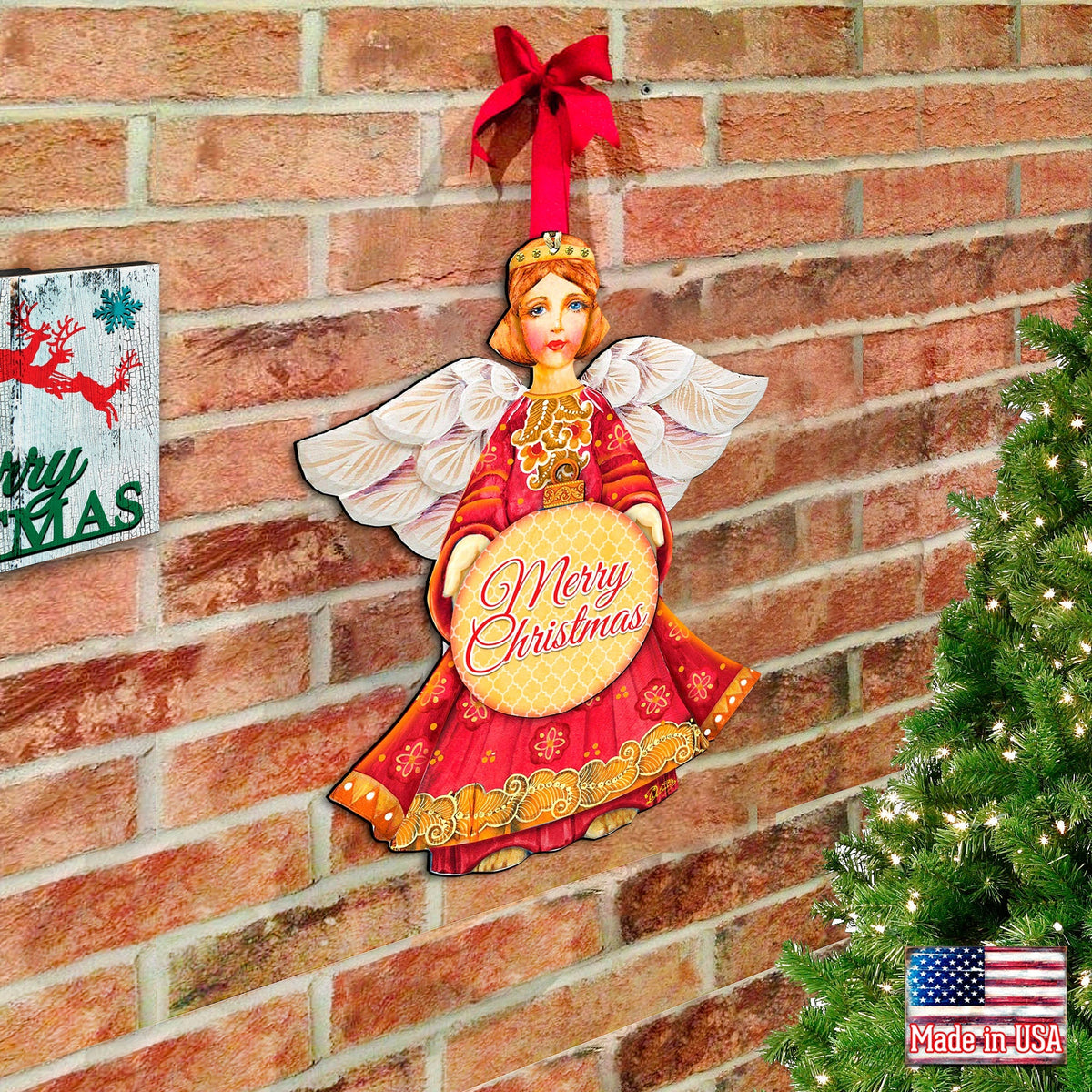 Dated Merry Christmas Angel Door Hanger by G. DeBrekht - Designocracy - 8152722H-MCH