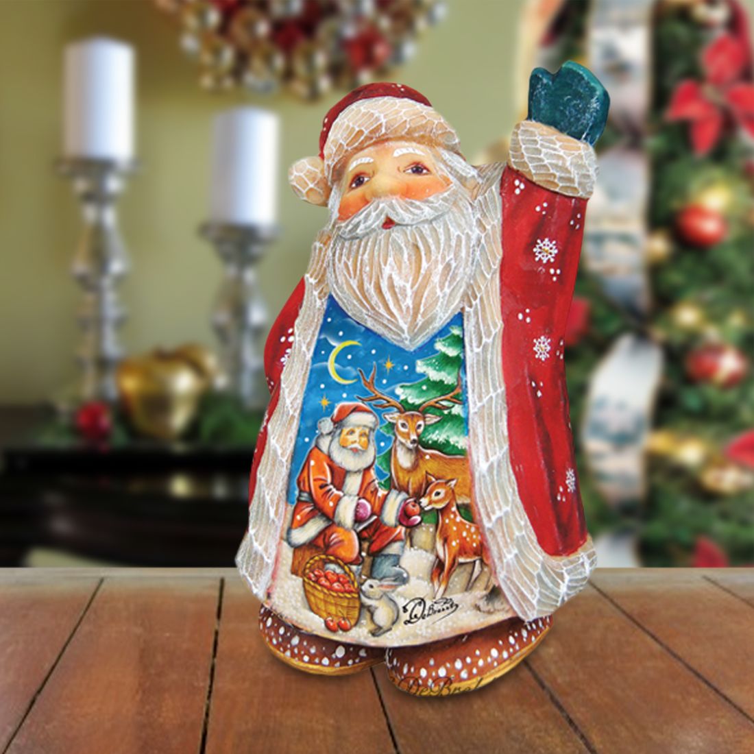 Deer Friend Santa Handcrafted Christmas Figurine