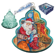 Night Before Christmas Tree Glass Ornament by G. DeBrekht - Christmas Santa Snowman Decor - 762-010