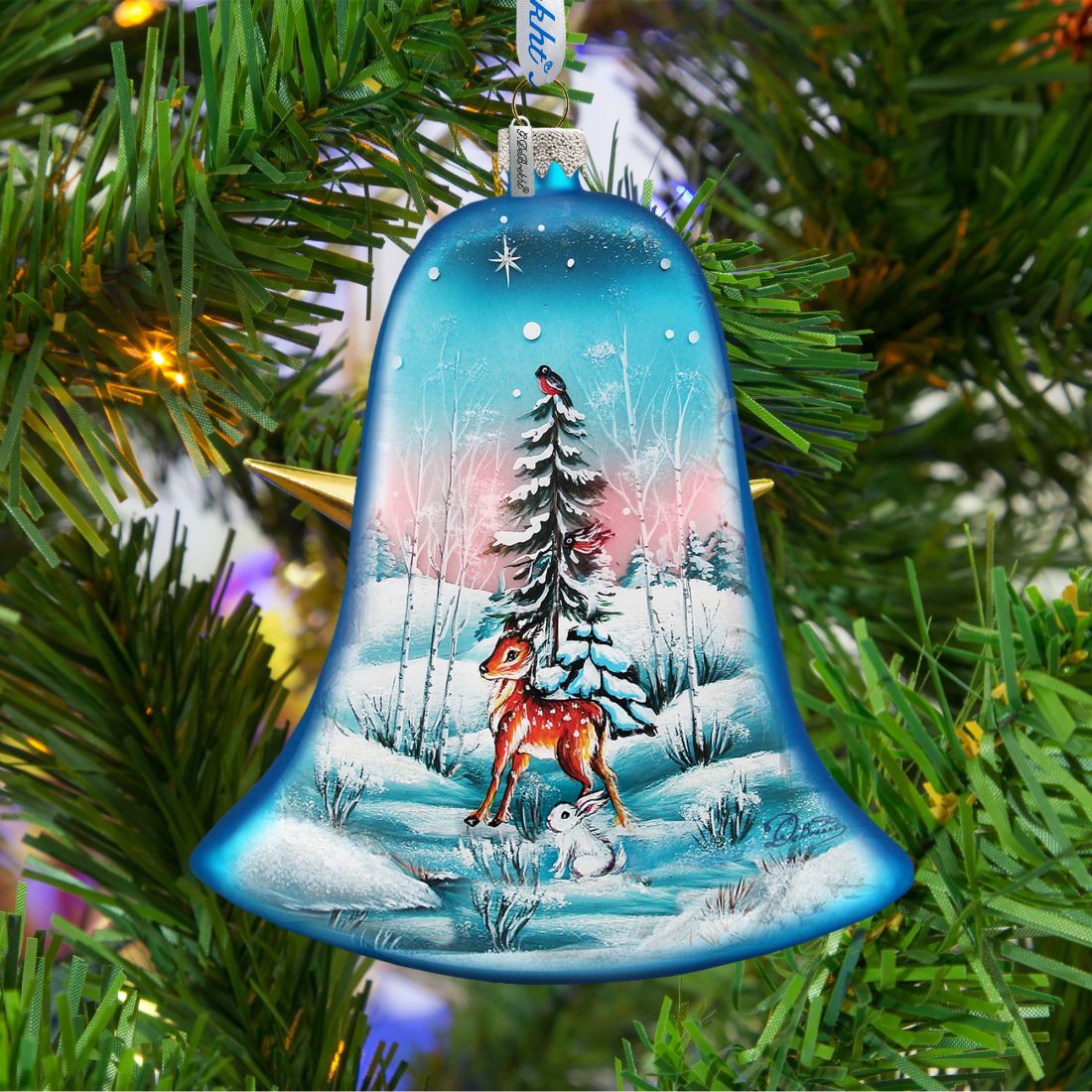 Winter Bells Glass Ornament Set of 3