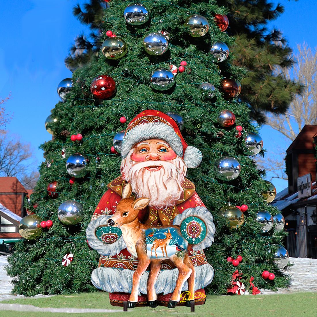 Deerest Friends Christmas Outdoor Yard Sign by G. DeBrekht - Christmas Santa Snowman Decor - 8118081F