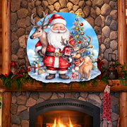 Santa with Reindeers Holiday Door Decor