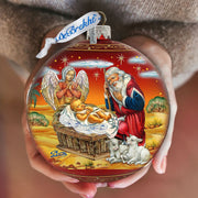 Adoration Ball in Red Glass Ornament - Limited Edition by G. Debrekht Nativity Holiday Decor - 73864R