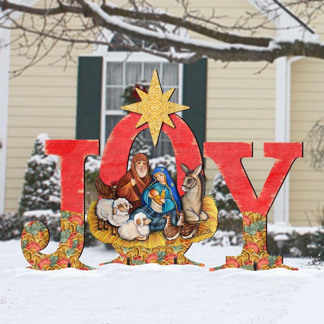 Joy Outdoor Nativity Set by G. DeBrekht - Nativity Holiday Decor - 8121454F-S3M