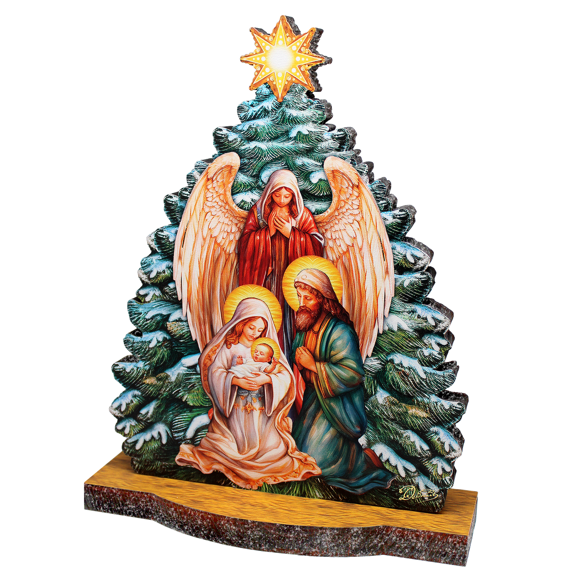 Graceful Angel Nativity Limited Edition Wooden Figurine by G. Debrekht - Centerpiece for Holiday Decor - 89306