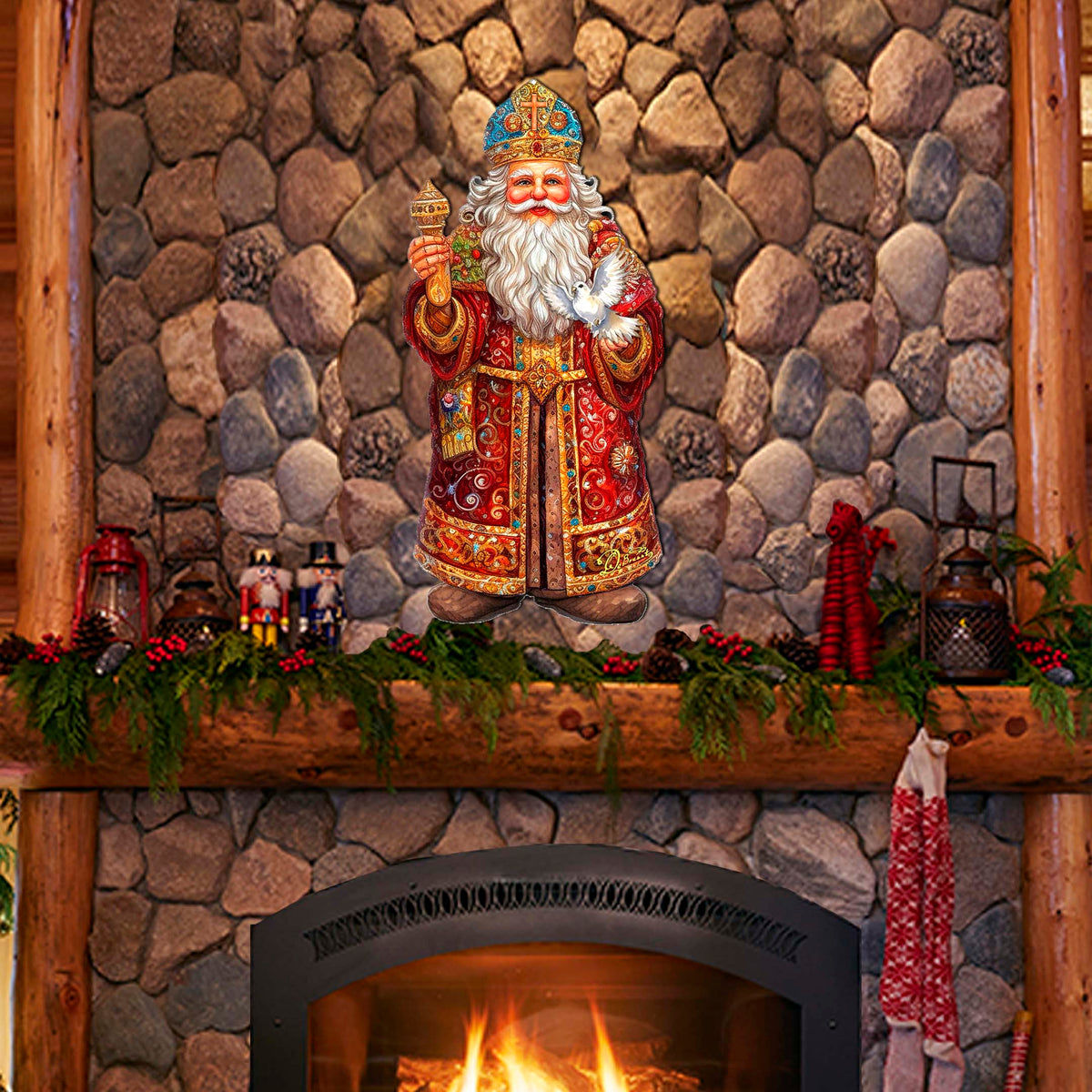 Santa's Dove of Hope Holiday Door Décor by G. Debrekht - Christmas Santa Snowman Décor - 8691416H