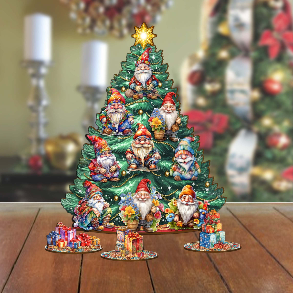 Gnomes Christmas Tree Eco Wood Set by G.DeBrekht Christmas Decor - 8091512