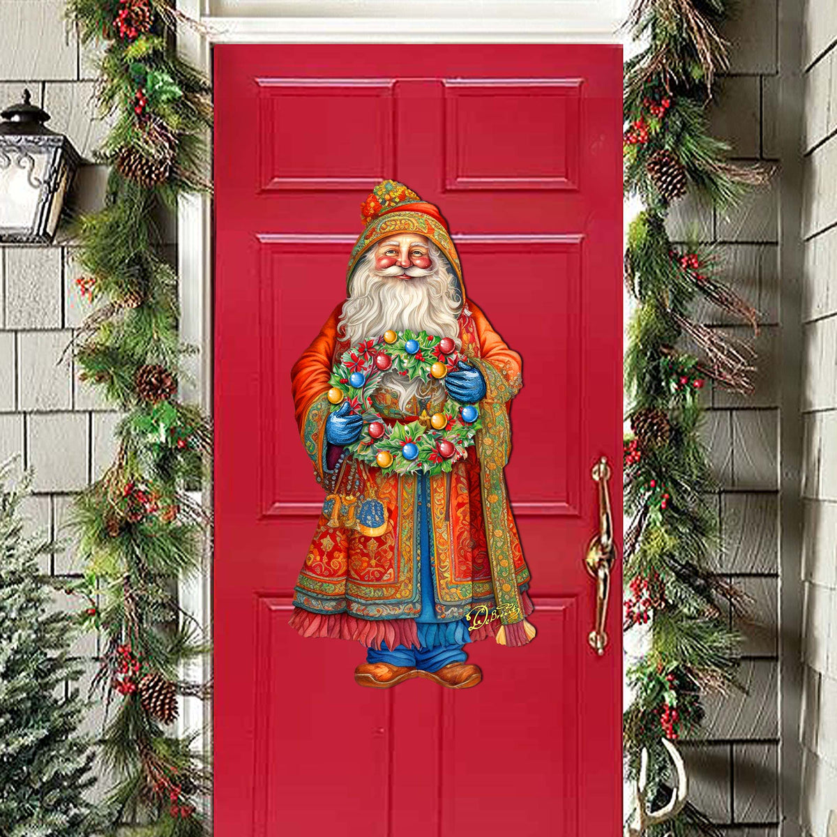 Santa's Wreath of Joy Holiday Door Decor by G. Debrekht - Christmas Santa Snowman Decor - 8691402H