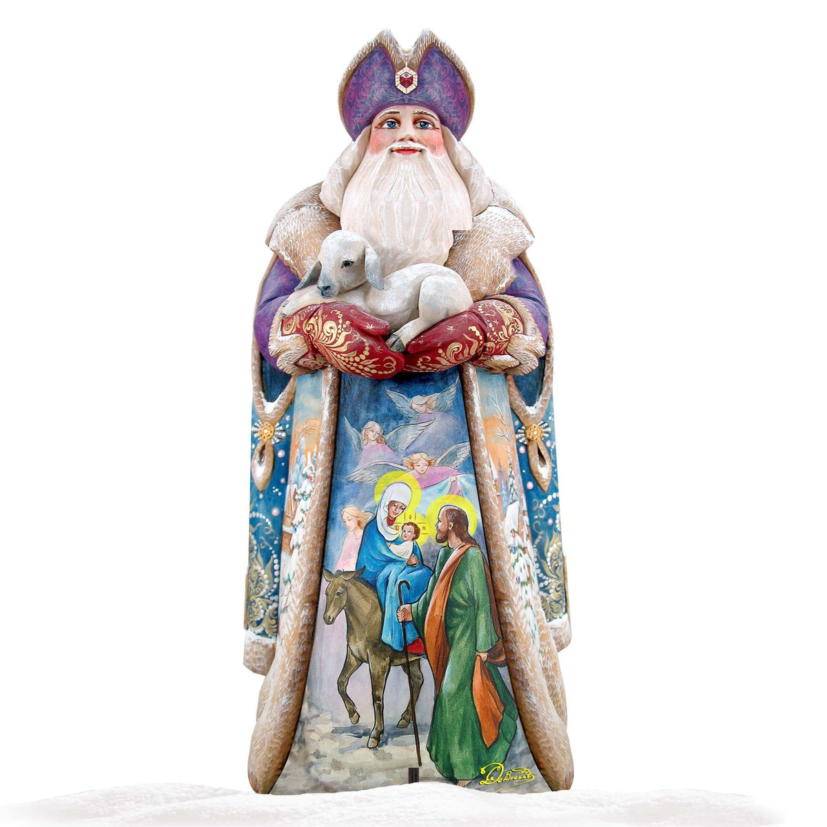 Santa and the Guardian Angels Christmas Outdoor Scene