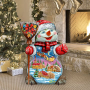 Santa in the Night Sky Snowman Christmas Outdoor Decor