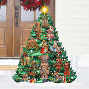 Nutcracker-Themed Christmas Tree Outdoor Indoor Decor Wooden Christmas Decoration by G. Debrekht Christmas Decor - 8191501F