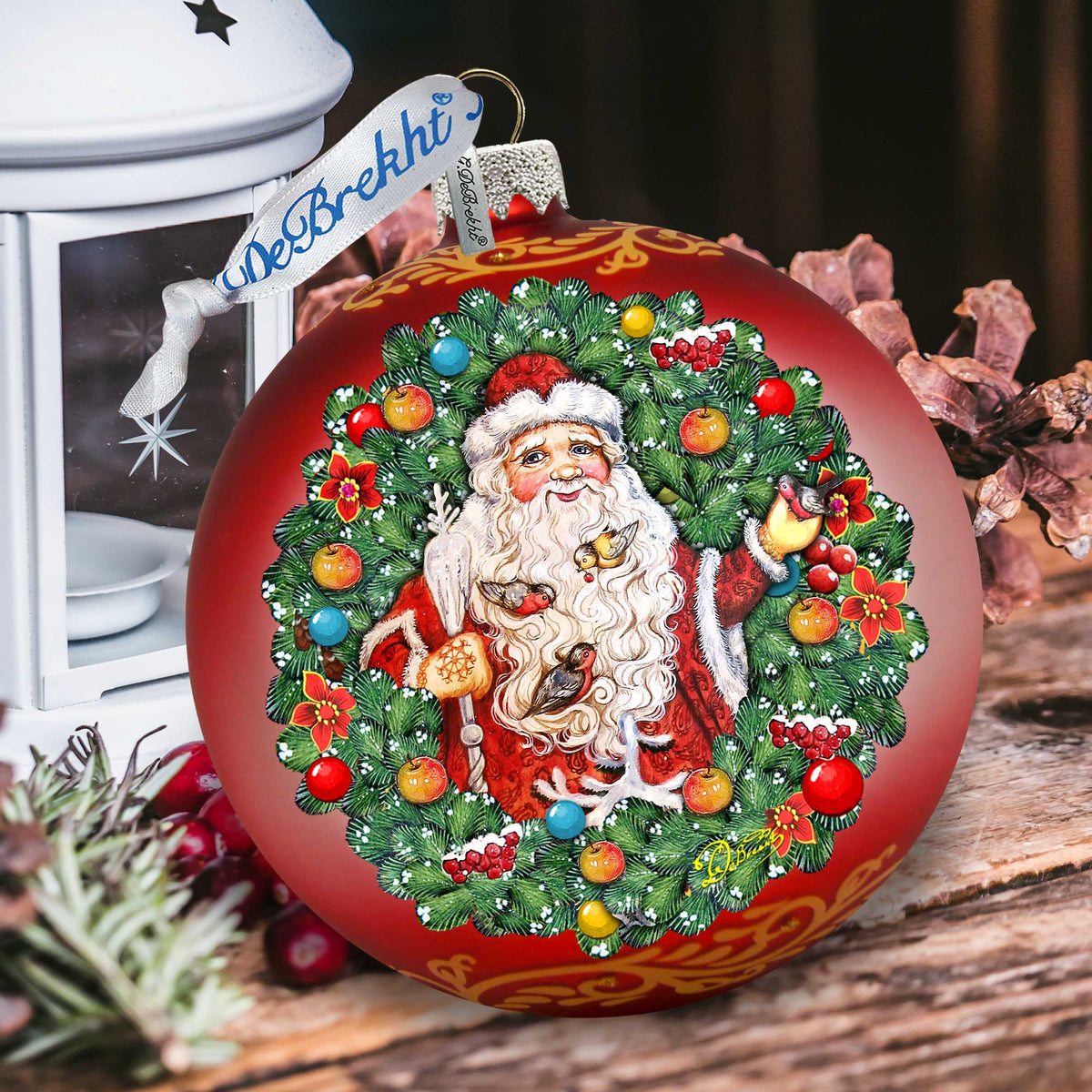 Santa the Bird Whisperer Glass Ornament Limited Edition by G. DeBrekht - Christmas Decor - 73914