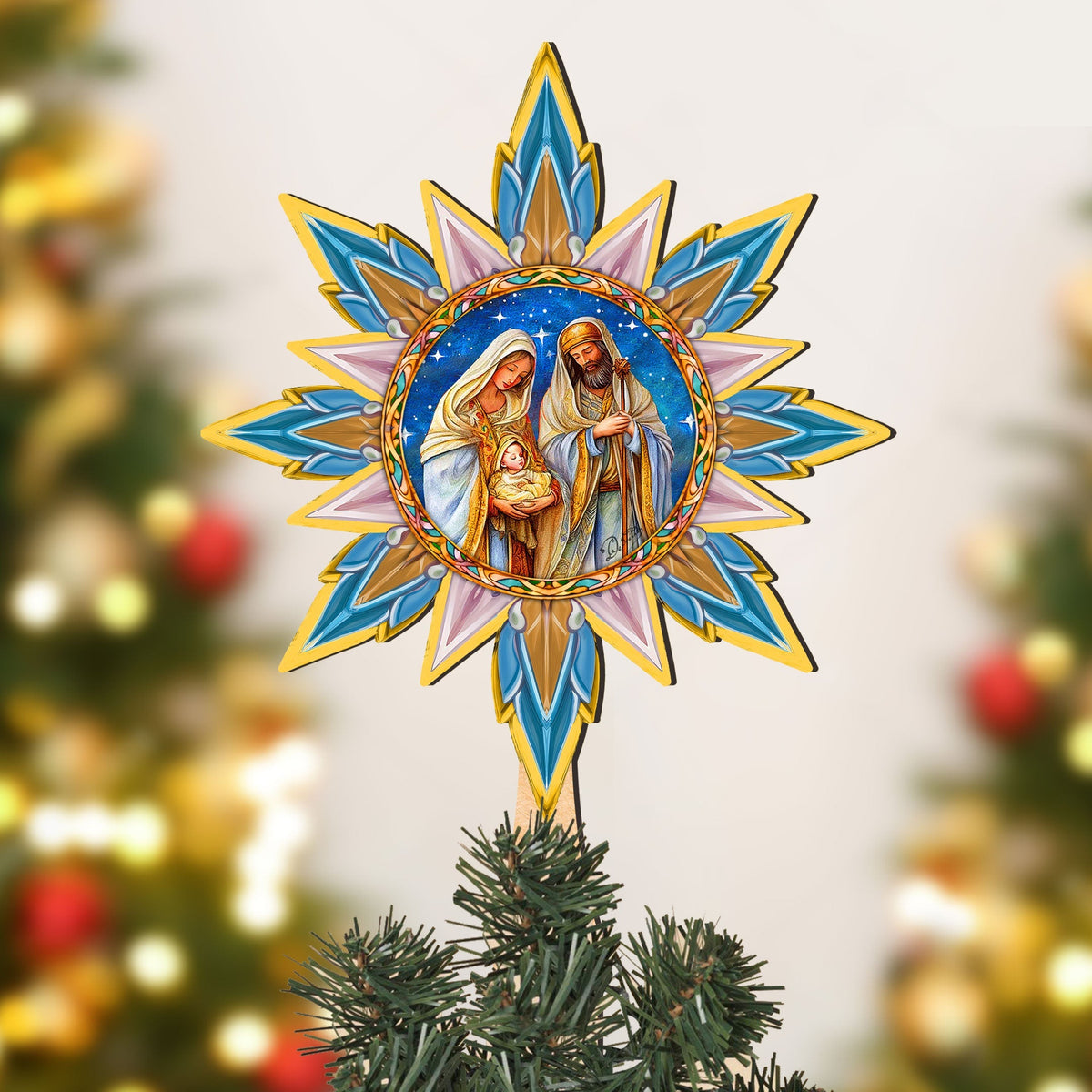 Born Under Bright Star Tree Topper Wooden Decor by G. Debrekht - Nativity Holiday Decor - 89503