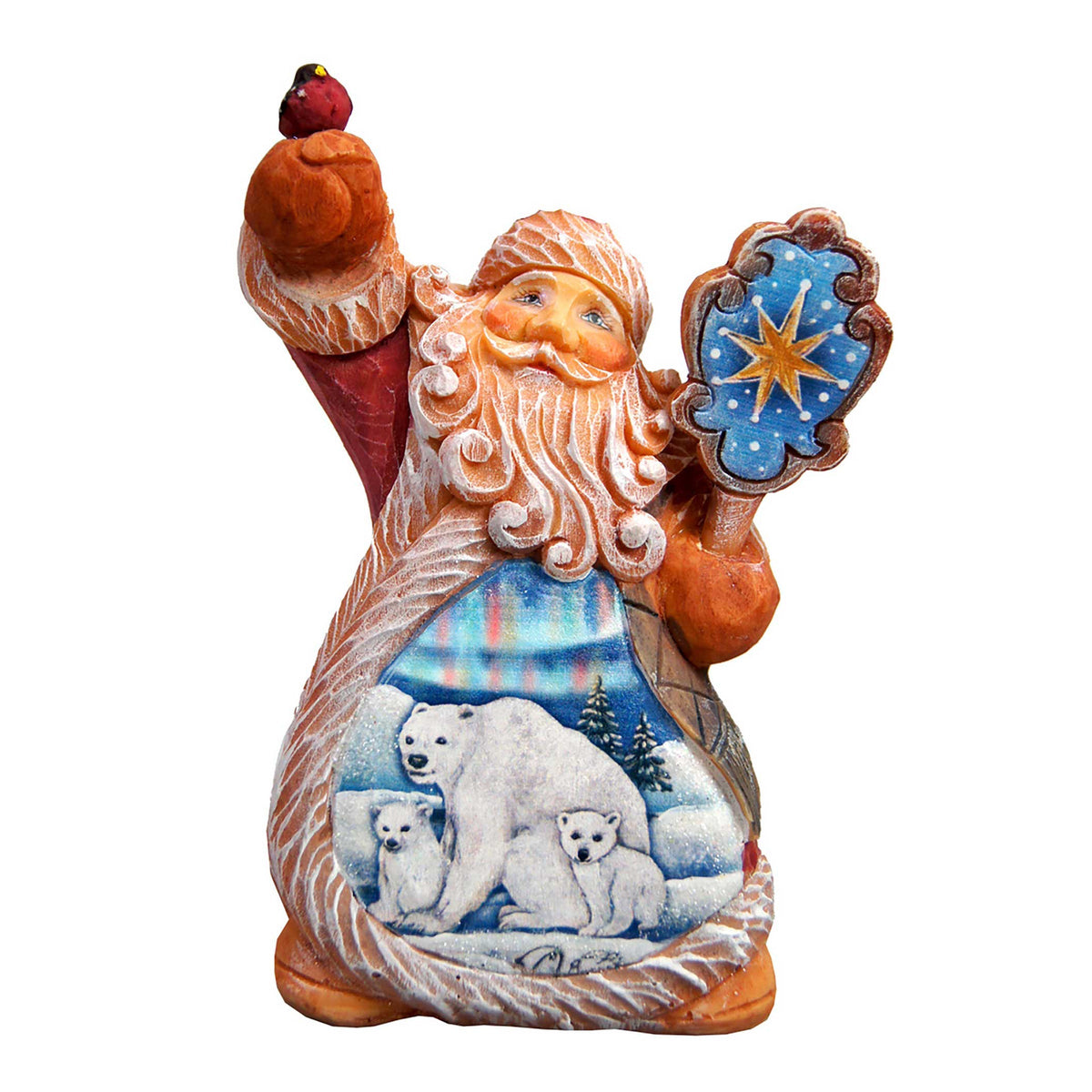 Santa Polar Bear Sculpted Hand-Painted Christmas Figurine by G. DeBrekht - Wildlife Holiday Decor - 661512