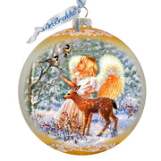Guardian Angel Fawn Large Glass Ornament