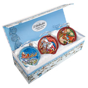 Santa Glass Ornament Set of 3