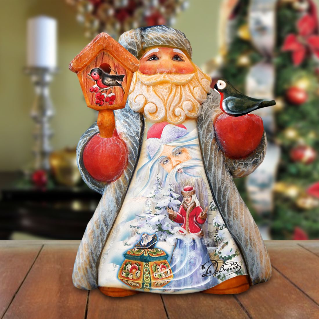 Mini Tale Santa with Snow Maiden Christmas Figurine by G. DeBrekht - Christmas Santa Snowman Decor - 561643