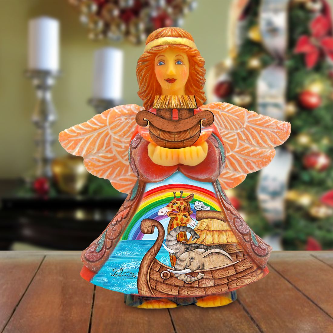 Noah's Ark Angel Gift Giver Handcrafted Christmas Figurine - G. DeBrekht - Nativity Holiday Decor - 516653