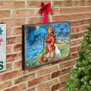 Shepherd Boy Wooden Wall Art by G. DeBrekht - Nativity Holiday Decor - 8173854B