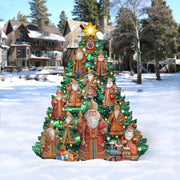 Santa-Themed Christmas Tree Outdoor Indoor Decor Wooden Christmas Decoration by G. Debrekht Christmas Decor - 8191517F