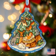 Forest Nativity Glass Ornament by G. DeBrekht - Wildlife Holiday Decor - 762-045