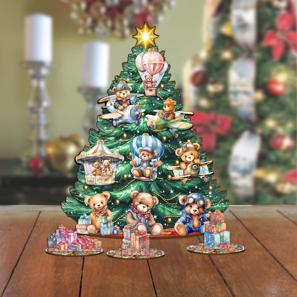 Teddy Bear Christmas Tree Eco Wood Set