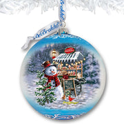 Hot Cocoa Magic - Frosty Fun Lg Glass Ornament by D. Gelsinger - Christmas Santa Snowman Decor - 73935-DG