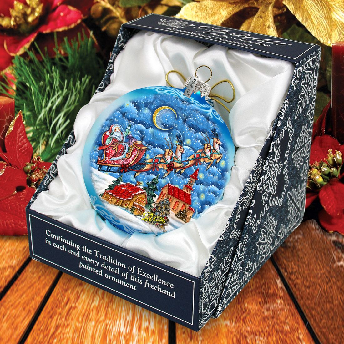 Sleighing in the Night Skies Glass Ornament Limited Edition