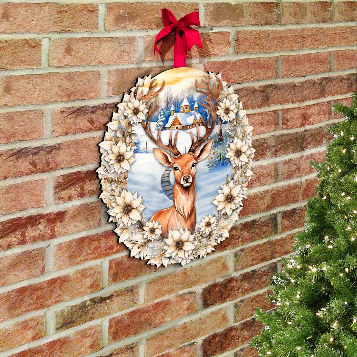 Majestic Forest Deer Holiday Door Decor