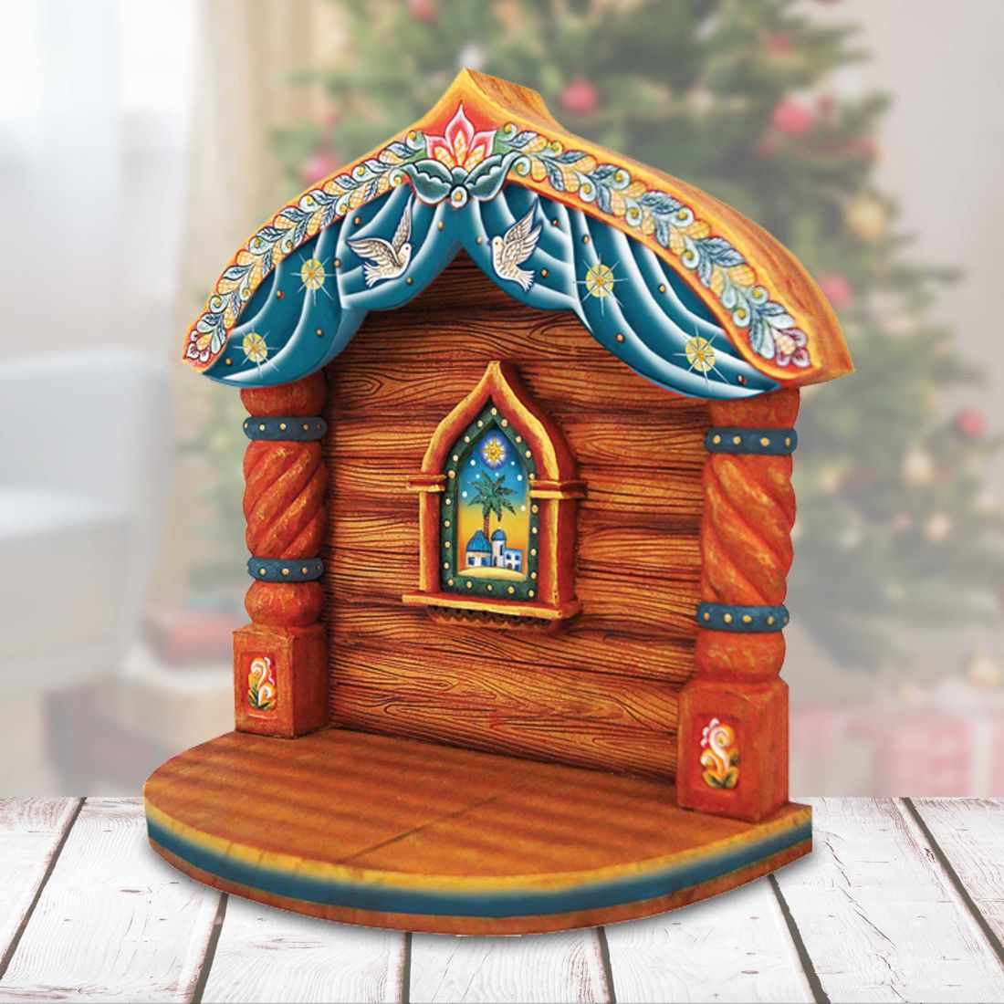 Nativity Manger Handcrafted Christmas Figurine - G. DeBrekht - Christmas Santa Snowman Decor - 525012