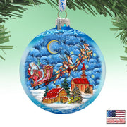Sleighing in the Night Skies Glass Ornament Limited Edition