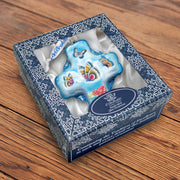 Blue Butterflies Cross Glass Ornament by G. DeBrekht - Nativity Holiday Decor - 758-003