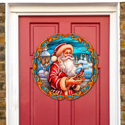 Santa with Red Cardinal Holiday Door Decor by G. Debrekht - Santa Snowman Decor - 8652807H