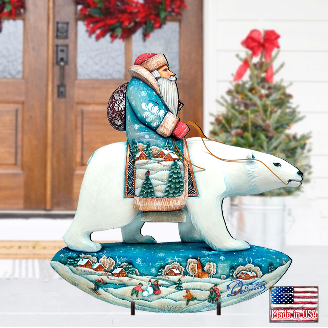 Polar Bear Santa Christmas Outdoor Scene
