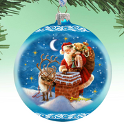 Christmas Arrival Lg Glass Ornament in Blue by Gelsinger - Christmas Decor - 73921B-DG