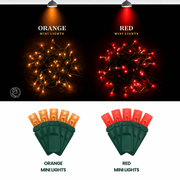 LED Mini Lights 5MM Orange Static Green Wire - 6" Spacing