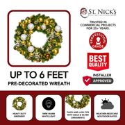 Pre-Decorated Christmas Wreath with Warm White Lights Gold/Silver