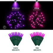 LED Mini Lights 5MM Purple Static Green Wire 6" Spacing