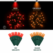 LED Mini Lights 5MM Red Static Green Wire 6" Spacing